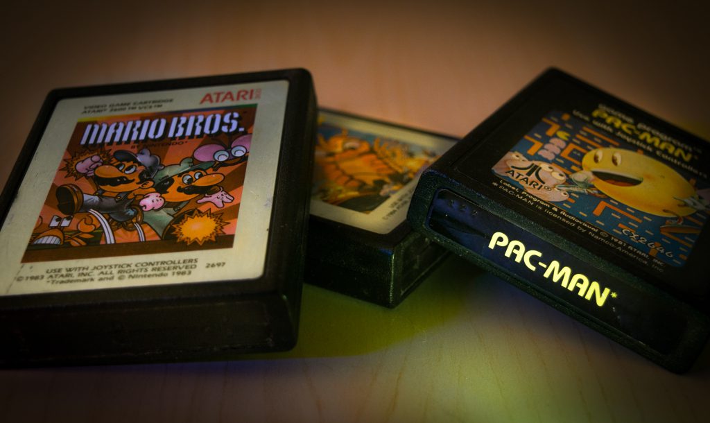 Atari 2600 games: Mario Bros, Millipede and Pac Man