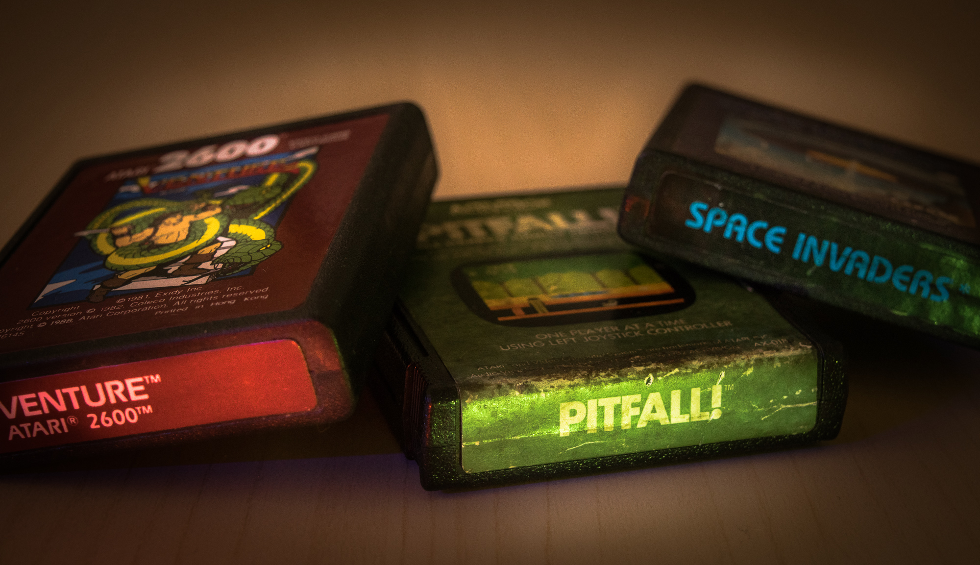 Atari 2600 games: Venture, Pitfall and Space Invaders